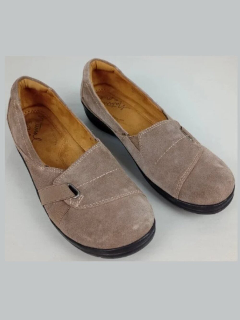 Natural Soul LLena Womens 7.5M Taupe All Comfort Slip on Suede Loafer Flat Shoes